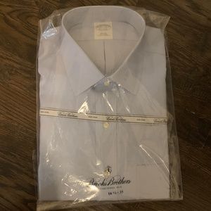 Brooks Brothers Slim Fit No Iron blue dress shirt 16.5 - 35 new